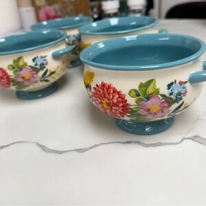The Pioneer Woman Floral Soup Bowls - Blue and Cream